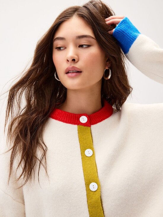 Colour Block Button Cardigan - Picture 3 of 3